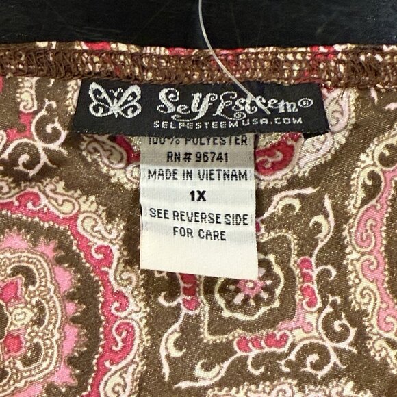 NWT VTG Y2K Self Esteem Babydoll Brown Pink Top Fairy Medallion Womens Size 1X - Picture 6 of 10